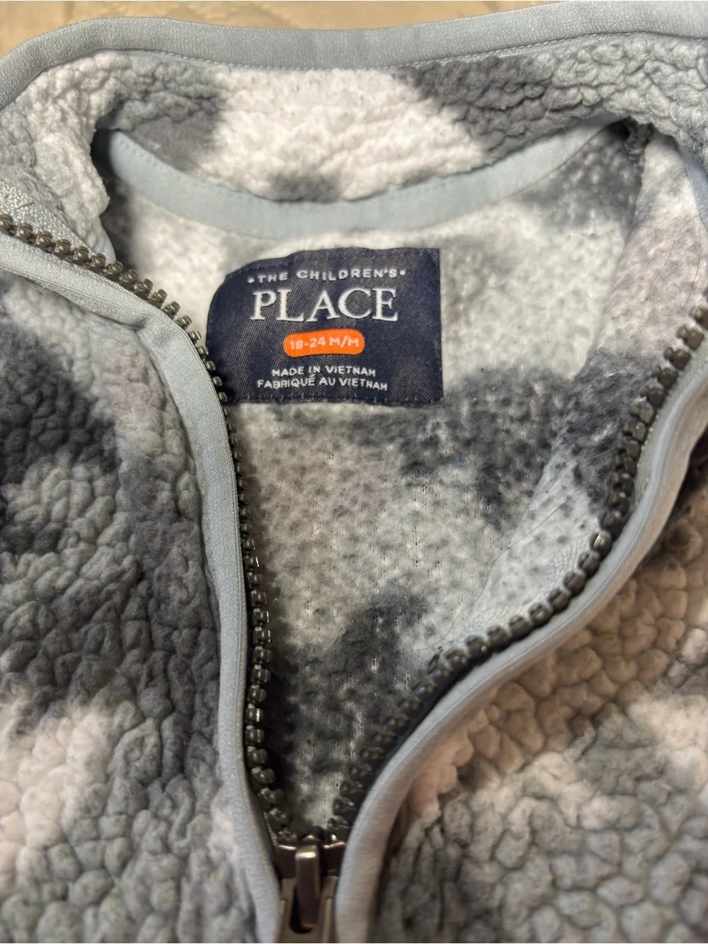 Children’s Place 18-24M Gray Camo Sherpa Zip-Up Jacket